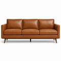 Chestnut Mid-Century Leather Sofa